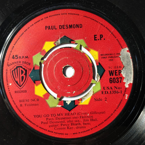 Paul Desmond : First Place Again (7", EP, Mono)