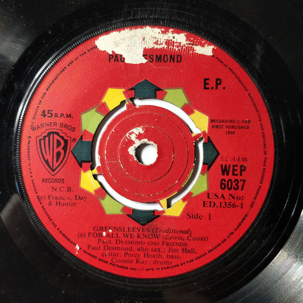 Paul Desmond : First Place Again (7", EP, Mono)