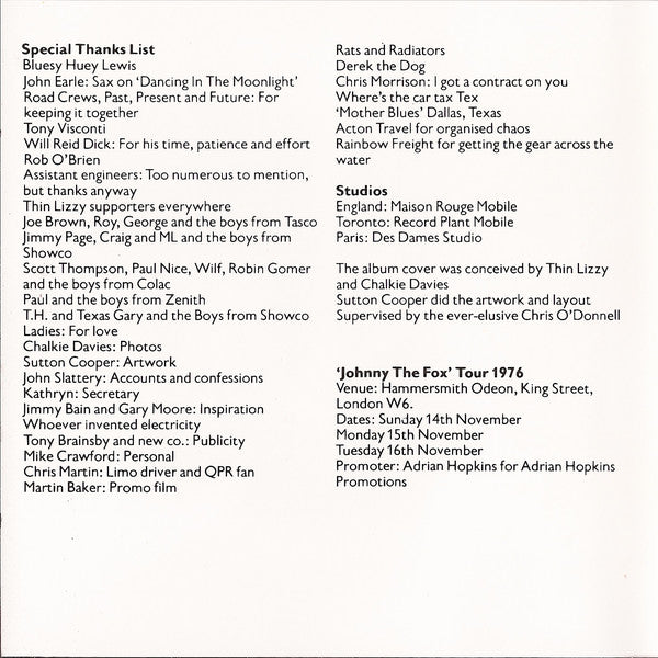 Thin Lizzy : Live And Dangerous (CD, Album, RE, PDO)