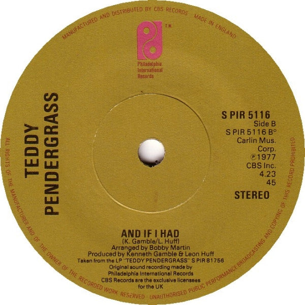 Teddy Pendergrass : The Whole Town's Laughing At Me (7", Single)