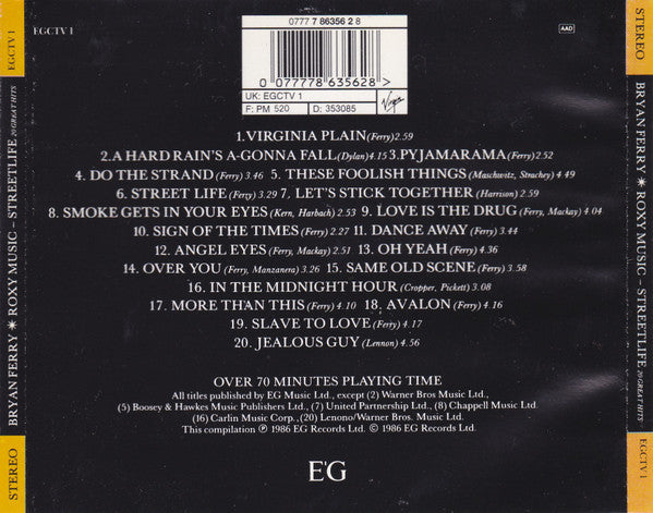 Bryan Ferry / Roxy Music : Street Life - 20 Great Hits (CD, Comp, RP)