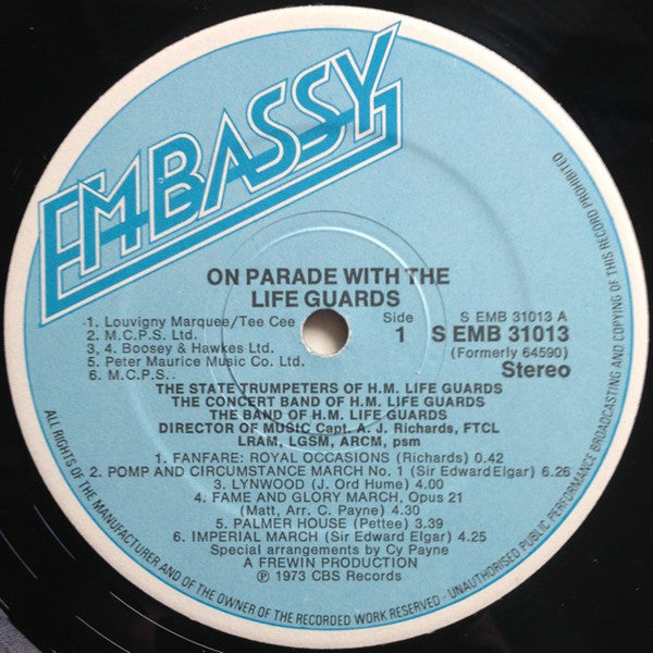 The Band Of The Life Guards : On Parade (LP, Album, RE)