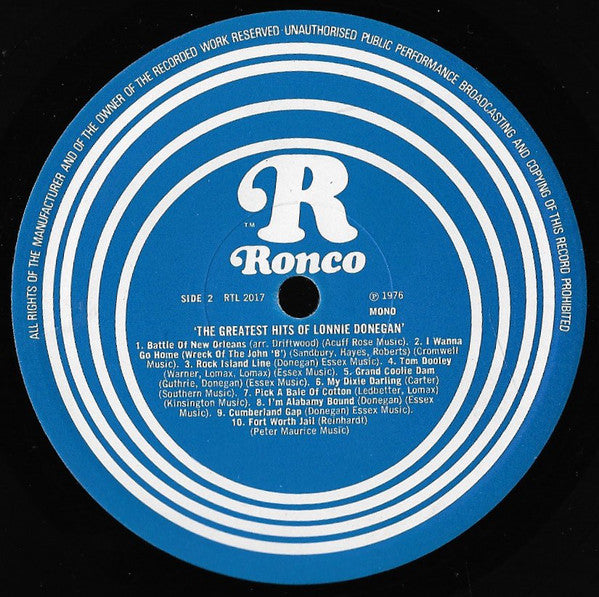 Lonnie Donegan : The Greatest Hits Of Lonnie Donegan (LP, Comp, Mono)