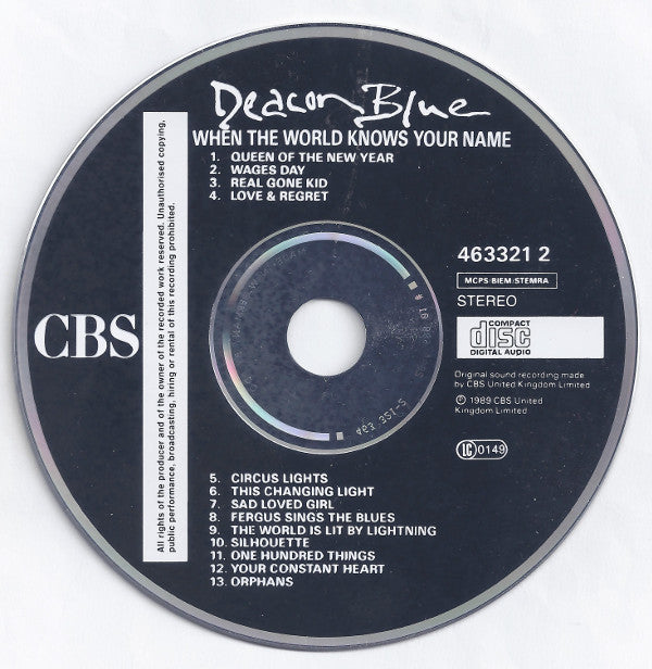 Deacon Blue : When The World Knows Your Name (CD, Album)