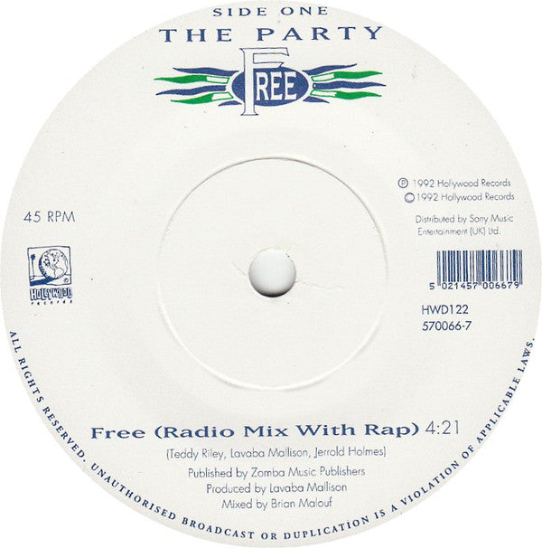 The Party : Free (7", Fre)