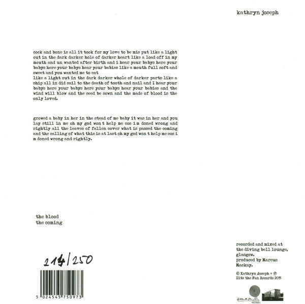 Kathryn Joseph : The Blood (7", Single, Ltd, Num)