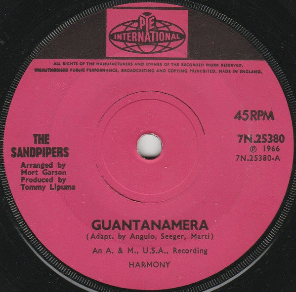 The Sandpipers : Guantanamera (7", Single, Sol)