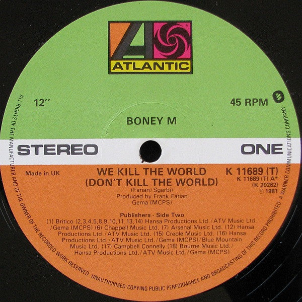 Boney M. : We Kill The World (Don't Kill The World) (12", Single, Comp)