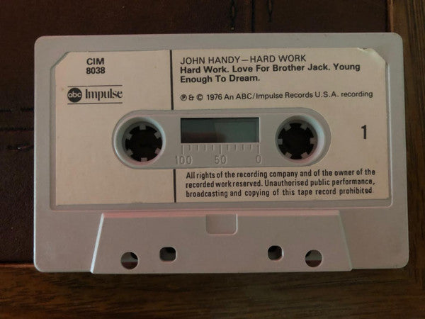 John Handy - Hard Work (Cassette) (Very Good Plus (VG)) - DaddyPop