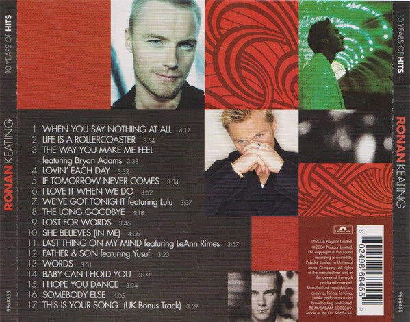 Ronan Keating : 10 Years Of Hits (CD, Comp, S/Edition, UK )