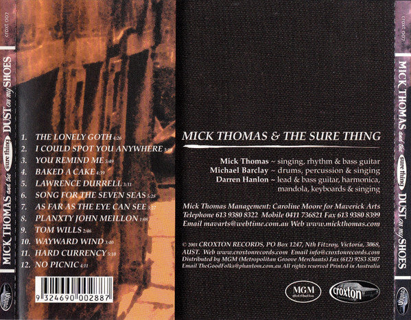 Mick Thomas And The Sure Thing : Dust On My Shoes (CD, Album, Enh)