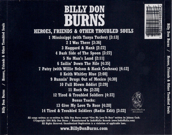 Billy Don Burns : Heroes, Friends & Other Troubled Souls (CD, Album)