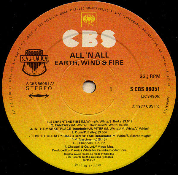Earth, Wind & Fire - All N All (LP) (Very Good Plus (VG)) - DaddyPop