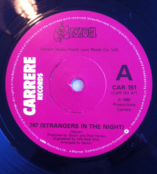 Saxon : 747 (Strangers In The Night) (7", Single, WEA)
