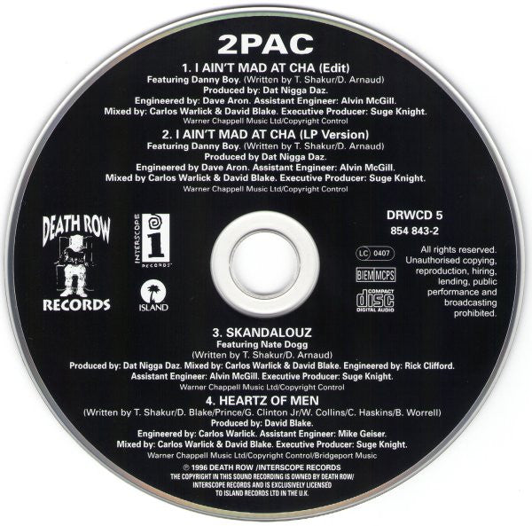 2Pac - I Aint Mad At Cha (CD) (Very Good Plus (VG)) - DaddyPop