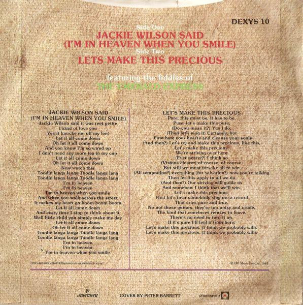 Kevin Rowland & Dexys Midnight Runners : Jackie Wilson Said (I'm In Heaven When You Smile) / Let's Make This Precious (7", Sil)