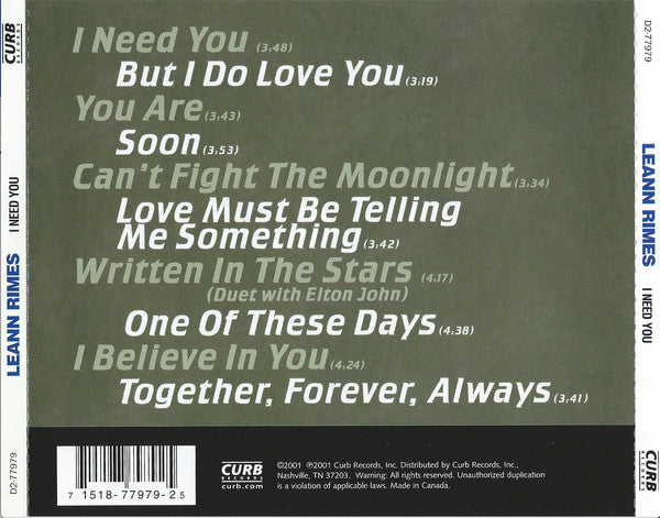 LeAnn Rimes : I Need You (CD, Comp)