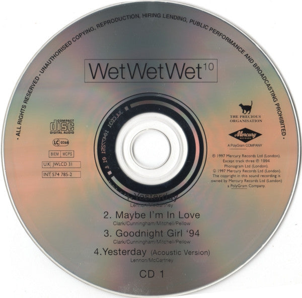 Wet Wet Wet : Yesterday / Maybe I'm In Love (CD, Single, CD1)