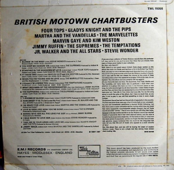 Various : British Motown Chartbusters (LP, Comp, Mono)
