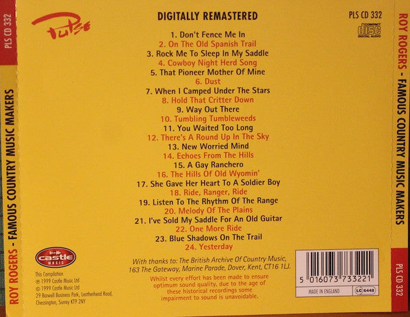 Roy Rogers (3) : Famous Country Music Makers (CD, Comp, RM)