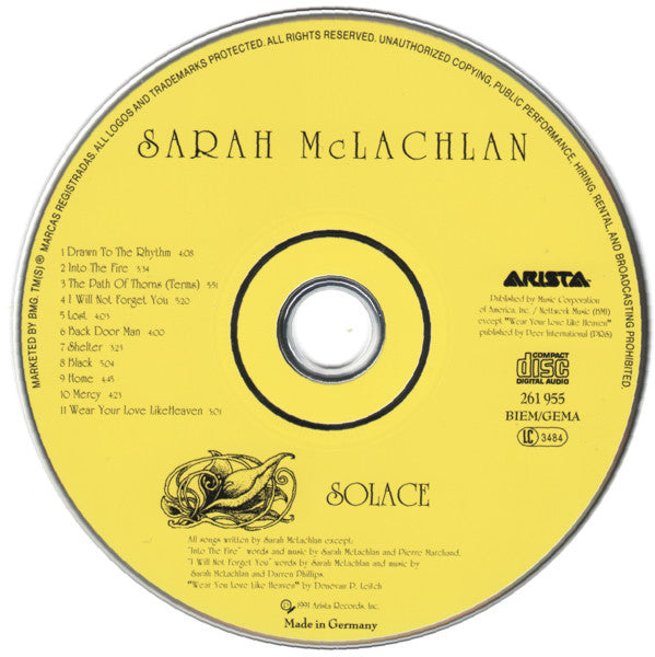 Sarah McLachlan : Solace (CD, Album, RP)