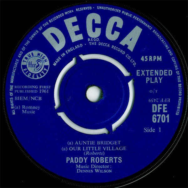 Paddy Roberts (2) : Paddy (7", EP, Mono)