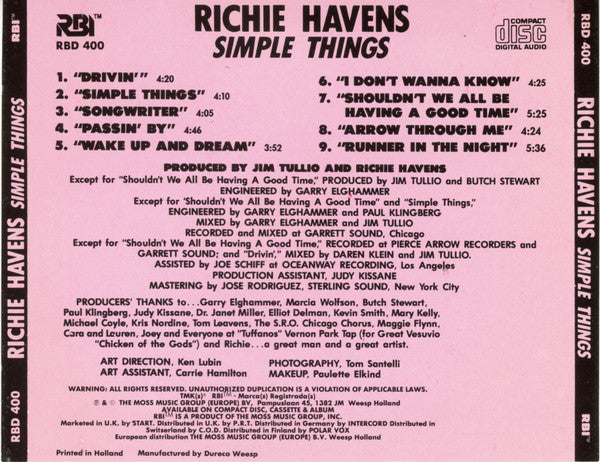 Richie Havens : Simple Things (CD, Album)