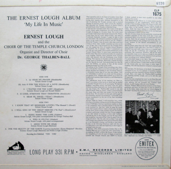 Ernest Lough, The Choir Of The Temple Church, George Thalben-Ball : The Ernest Lough Album (LP, Comp, Mono)