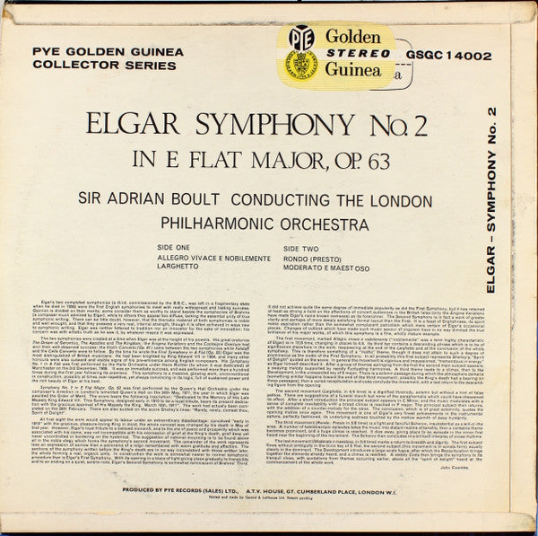 Sir Edward Elgar, Sir Adrian Boult Conducting London Philharmonic Orchestra : Symphony No. 2 (LP, Album)