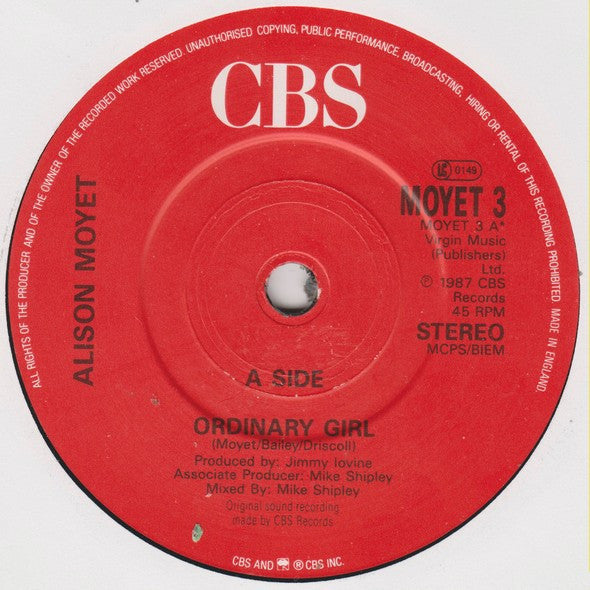 Alison Moyet - Ordinary Girl (7) (Very Good Plus (VG)) - DaddyPop