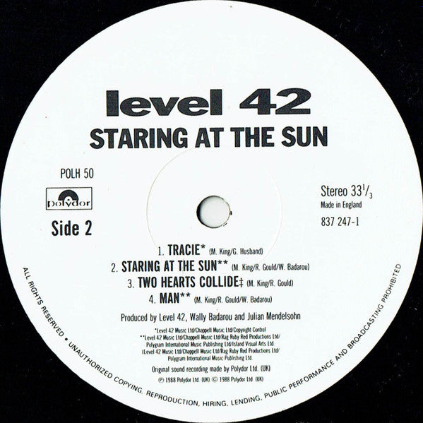 Level 42 : Staring At The Sun (LP, Album, Sle)