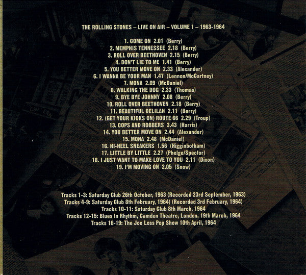 The Rolling Stones : Live On Air 1963-1964 - Volume One (CD, Unofficial, Dig)