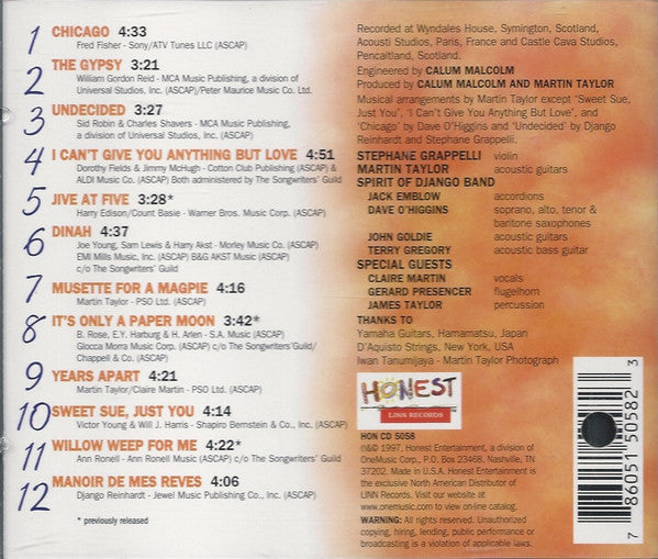 Stphane Grappelli, Martin Taylors Spirit Of Django With Special Guest Claire Martin - Celebrating Grappelli (CD) (Near Mint (NM Or M-)) - DaddyPop