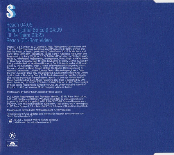 S Club 7 : Reach (CD, Single, Enh, PMD)