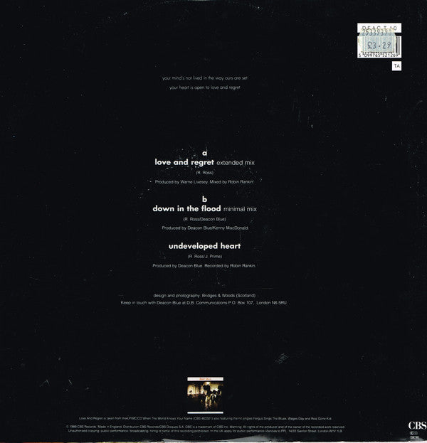Deacon Blue : Love And Regret (12", Single)