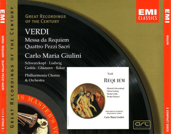 Giuseppe Verdi - Carlo Maria Giulini, Elisabeth Schwarzkopf · Christa Ludwig · Nicolai Gedda · Nicolai Ghiaurov · Janet Baker · Philharmonia Chorus & Philharmonia Orchestra : Messa Da Requiem / Quattro Pezzi Sacri (2xCD, Comp, RE, RM, RP)
