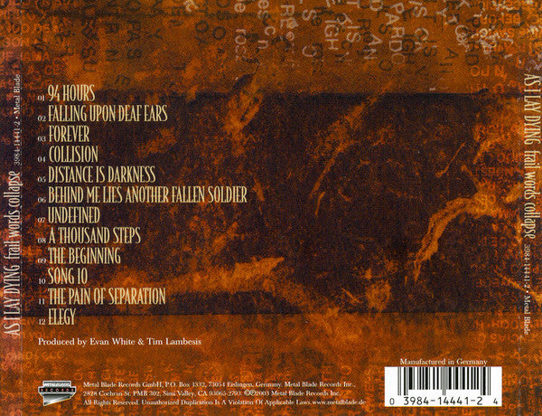 As I Lay Dying : Frail Words Collapse (CD, Album)