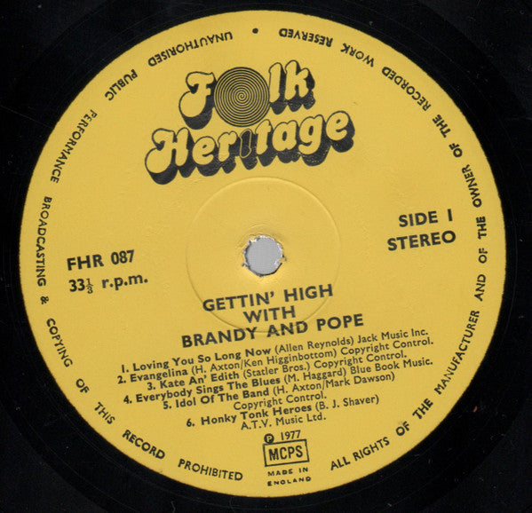 Brandy & Pope : Gettin' High With Brandy & Pope (LP)