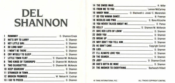 Del Shannon : All The Hits And More (CD, Comp, Bla)