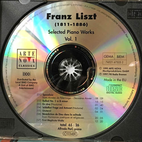 Franz Liszt - Alfredo Perl : Ausgewählte Klavierwerke = Selected Piano Works, Vol.1 (CD, Album)
