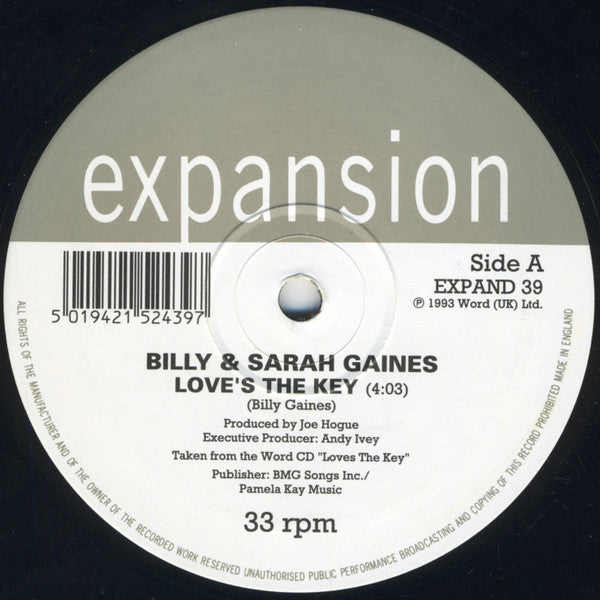 Billy And Sarah Gaines : Love's The Key (12")