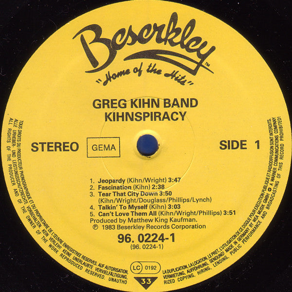 Greg Kihn Band : Kihnspiracy (LP, Album)