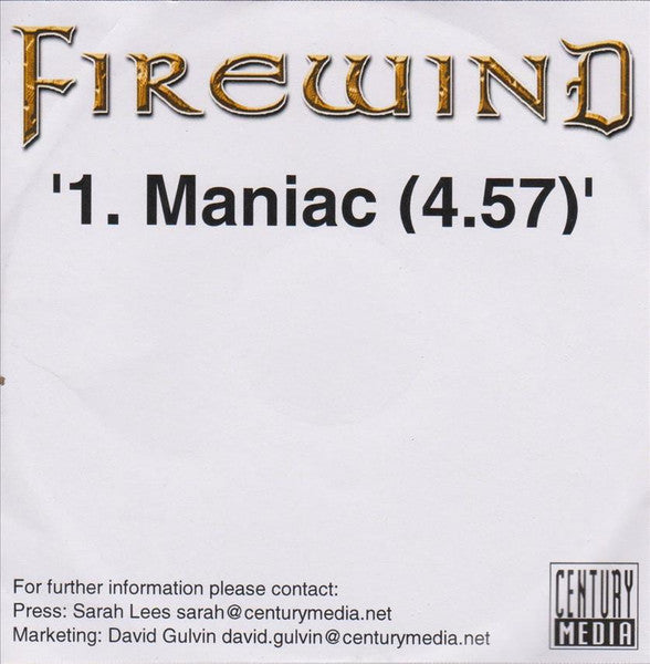 Firewind : Maniac (CDr, Single, Promo)