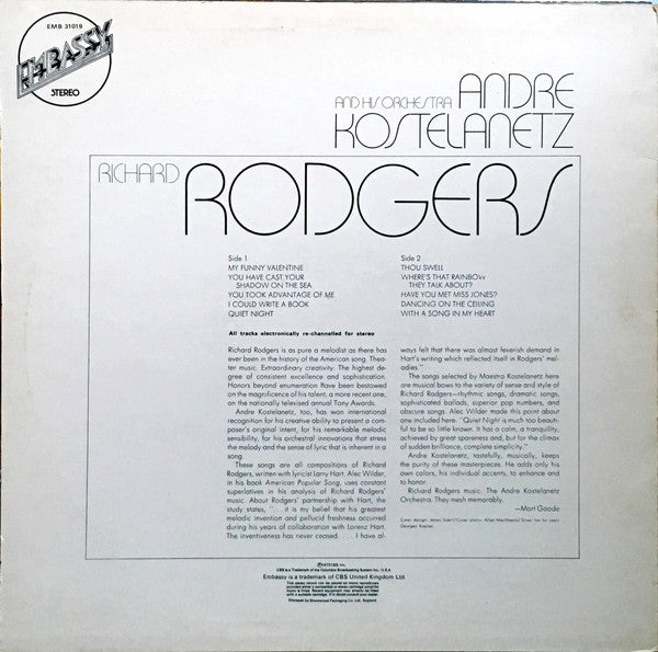 André Kostelanetz And His Orchestra : Richard Rodgers (LP, Album)