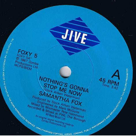Samantha Fox : Nothing's Gonna Stop Me Now (7", Single)