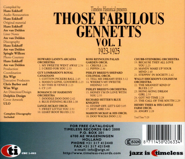 Various : Those Fabulous Gennetts Vol. 1 (1923-1925) (CD, Comp)