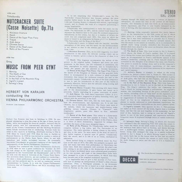 Pyotr Ilyich Tchaikovsky, Edvard Grieg, Herbert von Karajan, Wiener Philharmoniker : Nutcracker Suite / Music From Peer Gynt (LP, RP)