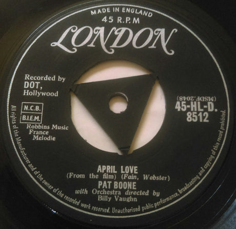 Pat Boone : April Love (7", Single, Tri)