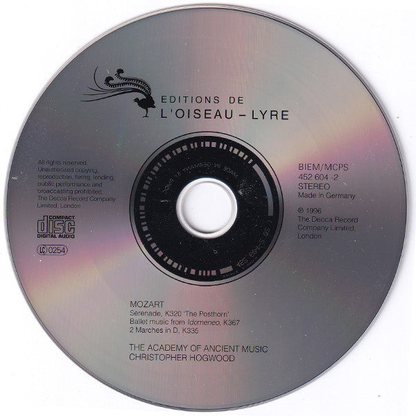 Wolfgang Amadeus Mozart - The Academy Of Ancient Music, Christopher Hogwood : 'Posthorn Serenade, Ballet Music From 'Idomeneo' (CD, Album)