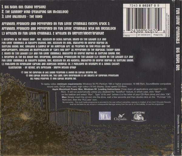 Fun Lovin' Criminals : Big Night Out (CD, Single, Enh, CD2)